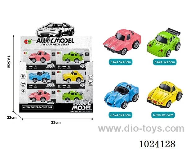 24pcs alloy pull back 4color&4sets mixed loading in display box