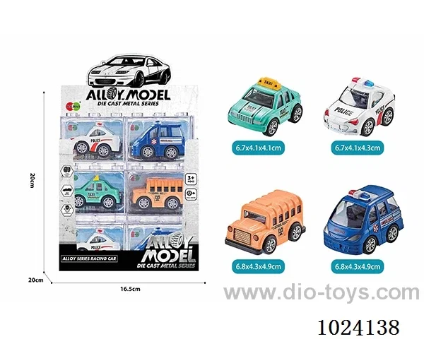 24pcs alloy pull back 4color&4sets mixed loading in display box