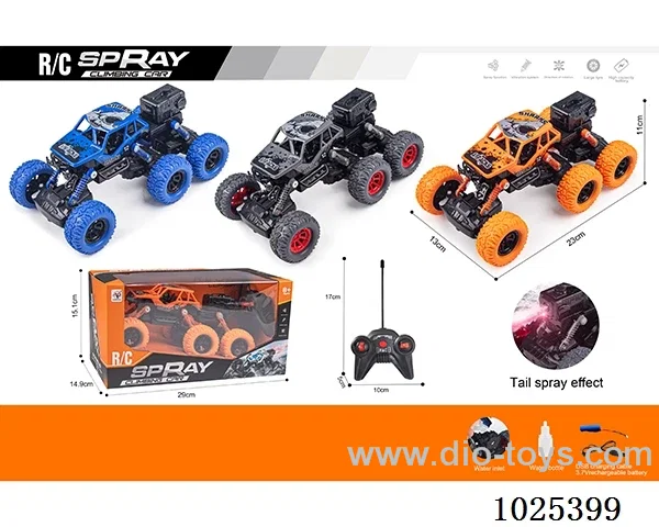 Five way six wheel remote control climbing car with light and spray include battery in Window box