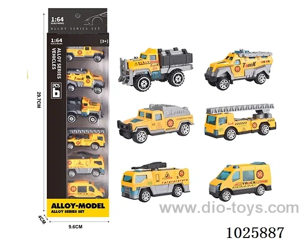 6pcs 1:64 free wheel alloy car in window box