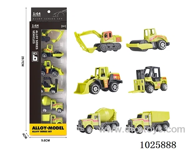 6pcs 1:64 free wheel alloy car in window box