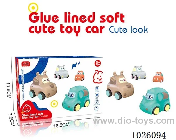 Sliding soft rubber car in color box