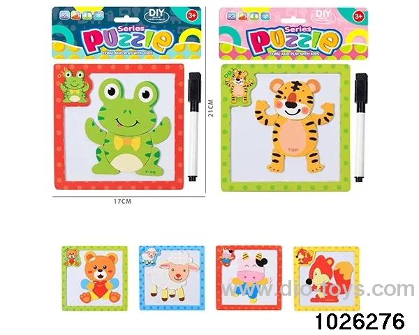 Wooden magnetic puzzle drawing board in PP bag with header