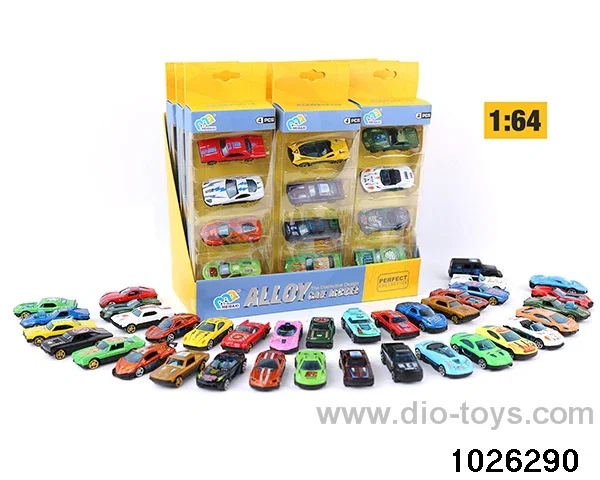 1:64 sliding alloy car in 4pcs display box