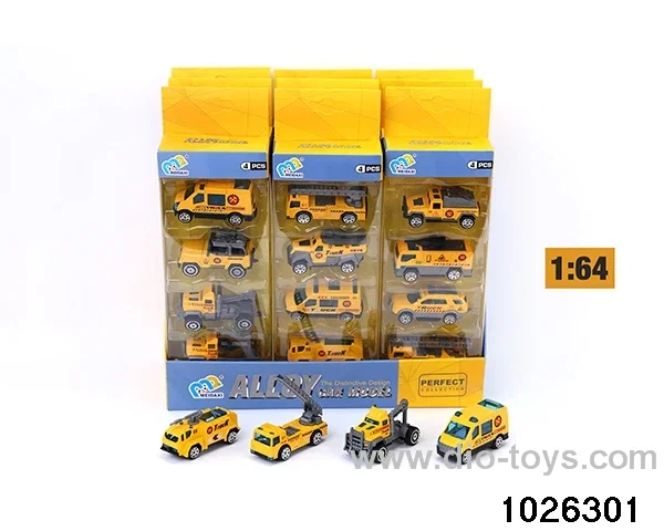 1:64 sliding alloy car in 4pcs display box