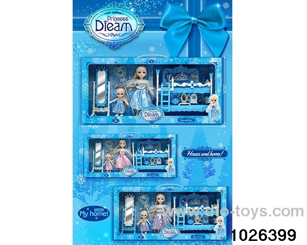 Double bed doll set in window box