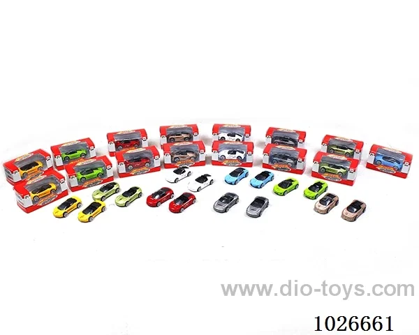1:64 free wheel alloy car 16sets &8color mixed loading in window box