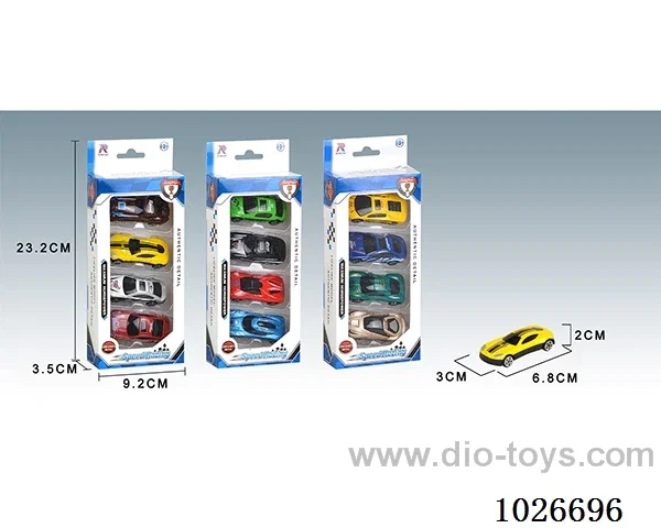 4pcs free wheel alloy car 12sets&12color mixed loading in window box