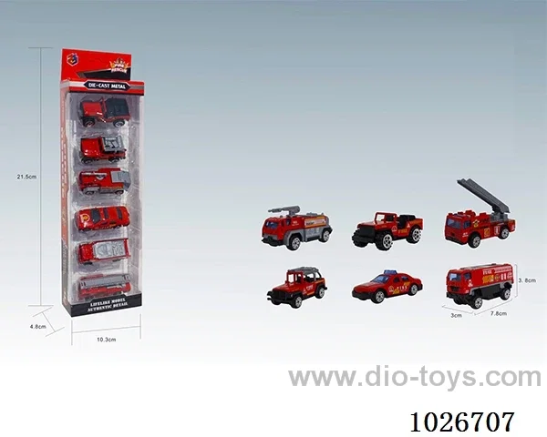 6pcs free wheel alloy car 6sets mixed loading in window box