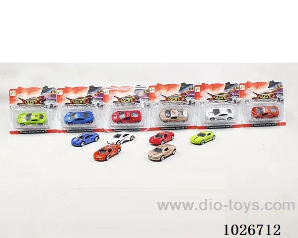 free wheel alloy car 6sets &6color mixed loading in blister card