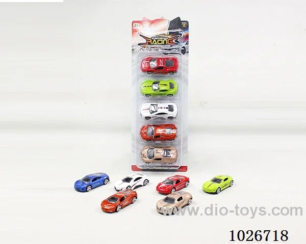 5pcs free wheel alloy car 6sets &6color mixed loading in blister card