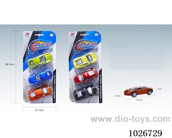 1:50 3pcs Pull Back Alloy Car 6sets&6color mixed loading  in blister card