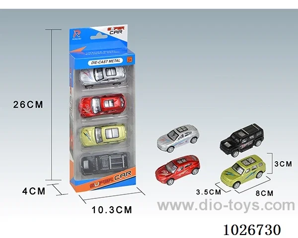 4pcs Pull Back Alloy Car 6sets&6color mixed loading in window box