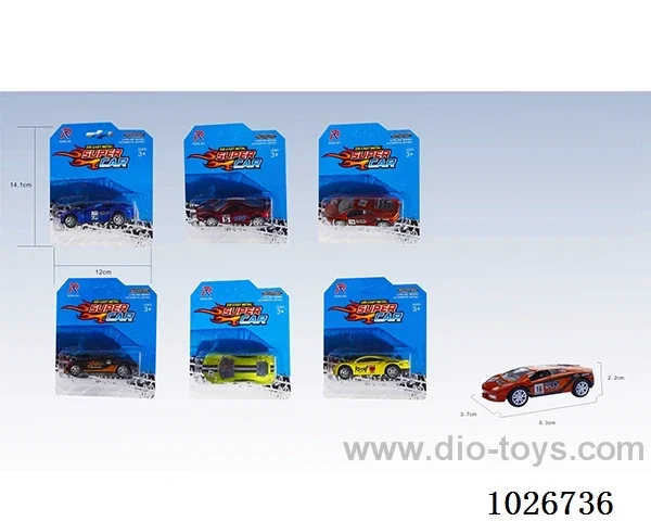 1:50 pull back alloy car 6sets &6color mixed loading in blister card
