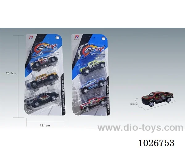 3pcs 1:50 pull back alloy car 6sets&6color mixed loading in blister card