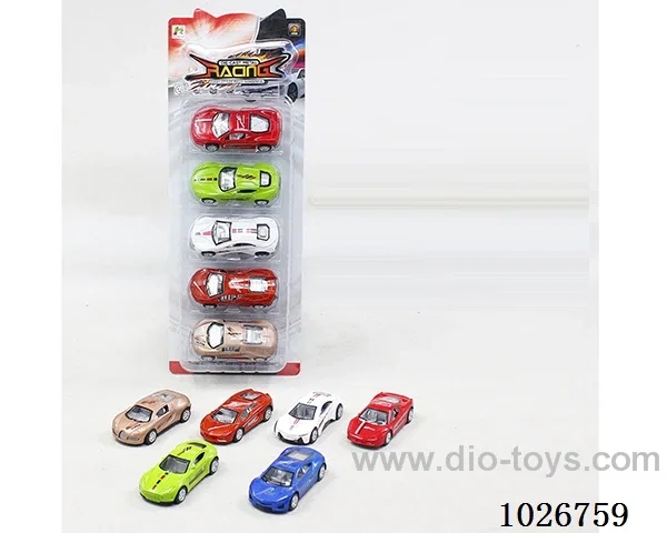 5pcs  pull back alloy car 6sets&6color mixed loading in blister card