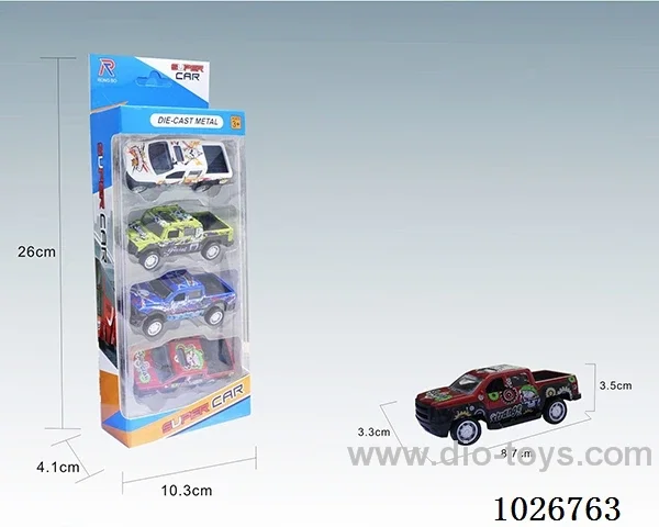 4pcs 1:50 pull back alloy car 6sets&6color mixed loading in window box