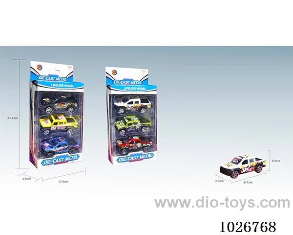3pcs 1:50 free wheel alloy car 6sets&6color mixed loading in window box