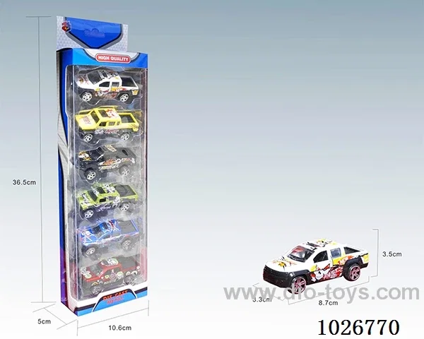 6pcs 1:50 free wheel alloy car 6sets&6color mixed loaing in window box