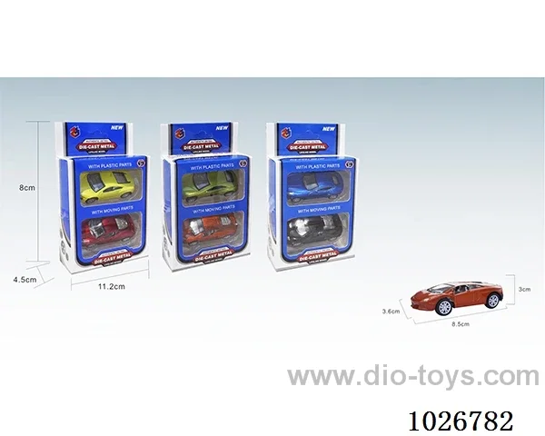 1:50 2pcs pull back alloy car 6sets&6color mixed loading in window box