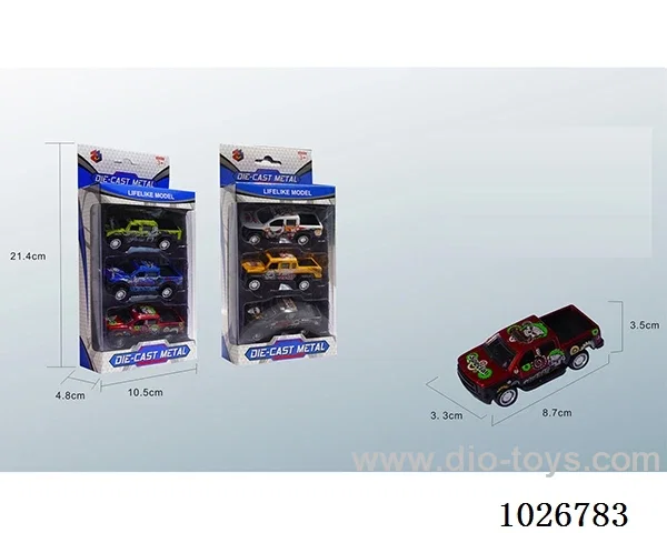 1:50 3pcs pull back alloy car 6sets &6color mixed loading in window box