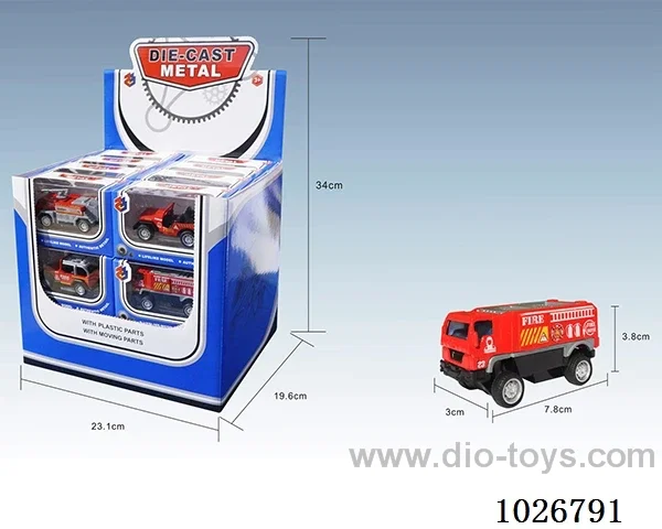 1:55 24pcs  pull back alloy car 6sets &6color mixed loading in display box