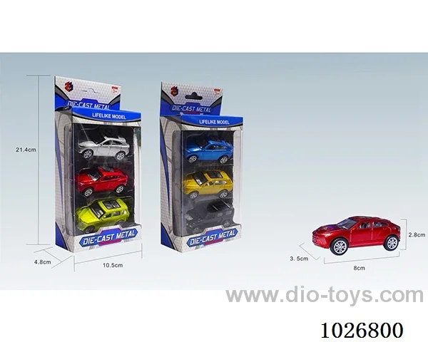 3pcs 1:50 pull back alloy car 6sets &6color mixed loading in window box