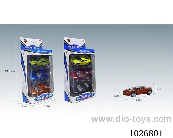 3pcs 1:50 pull back alloy car 6sets &6color mixed loading in window box