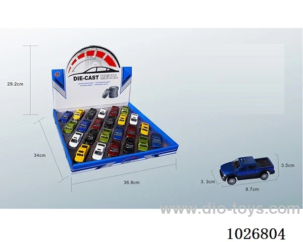 24pcs 1:50 pull back alloy car 6sets&6color mixed loading in display box
