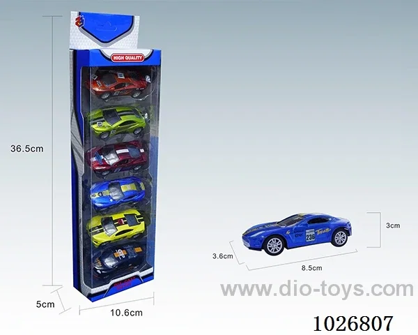 6pcs 1:50 pull back alloy car 6sets&6color mixed loading in window box