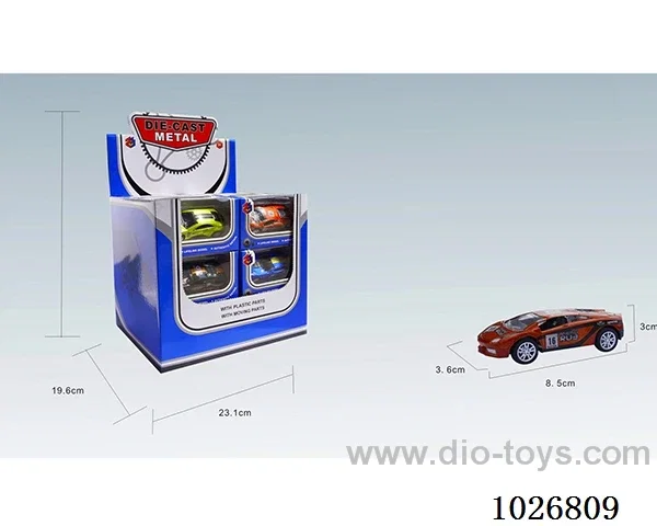 24pcs 1:50 pull back alloy car 6sets&6color mixed loading in display box