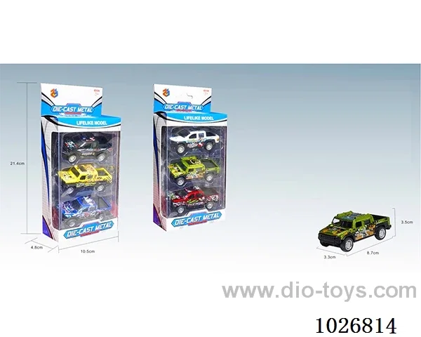 3pcs 1:50 pull back alloy car 6sets&6color mixed loading in window box
