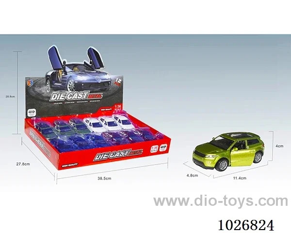 12pcs 1:64  pull back alloy car 4sets&4color mixed loading in display box