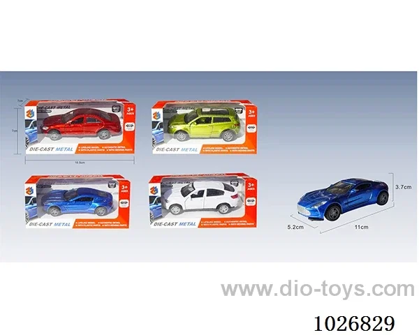 1:36 pull back alloy car 4sets &4color mixed loading in window box
