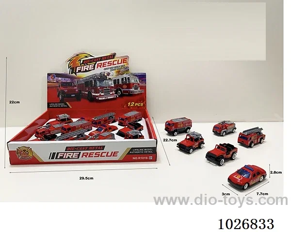 1:55 12pcs free wheel alloy car 6sets mixed loading in display box