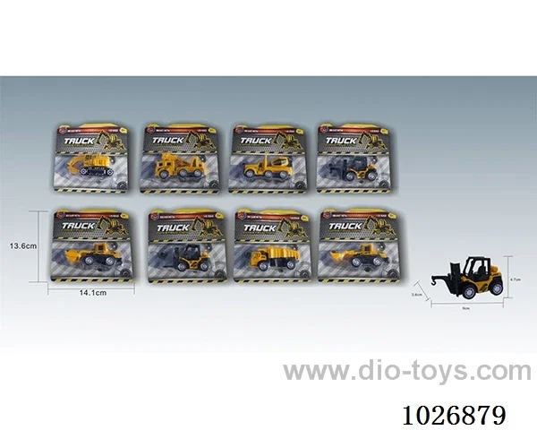 1:55 8pcs pull back alloy car loading in blister card
