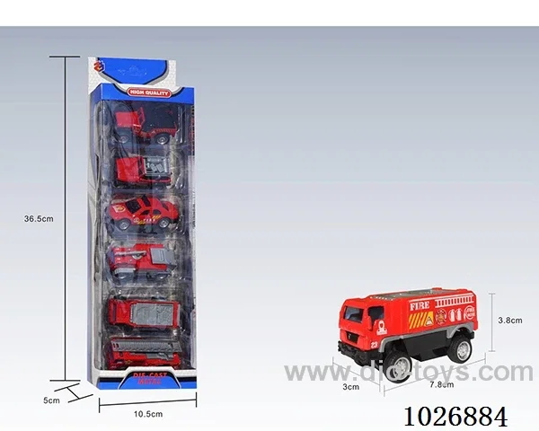 1:55 6pcs pull back alloy car 6sets &6color mixed loading in window box