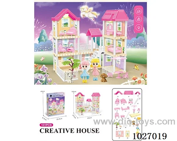 130pcs diy villa &doll with double light include battery