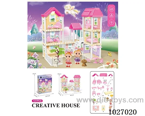 130pcs diy villa &doll with double light include battery