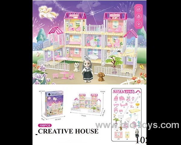 195pcs diy villa &Barbie with double light include battery