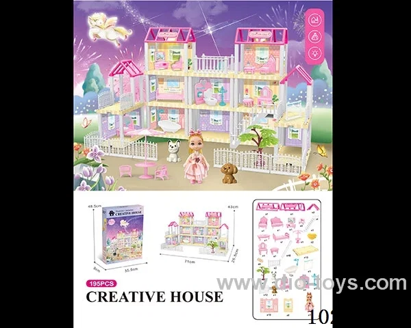 195pcs diy villa &Barbie with double light include battery