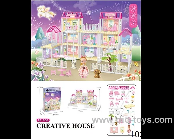 201pcs diy villa &Barbie with double light include battery
