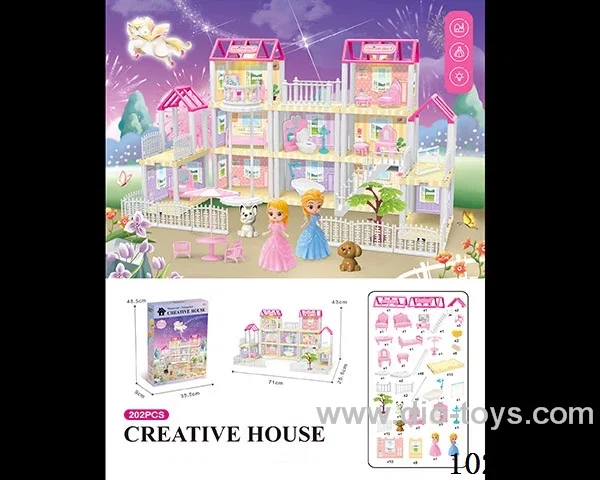 202pcs diy villa &doll with double light include battery