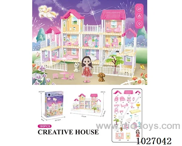195pcs diy villa &Barbie with light include battery