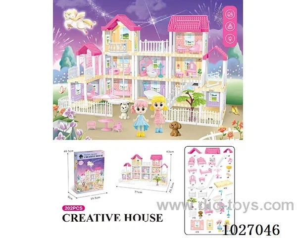 202pcs diy villa &doll with double light include battery