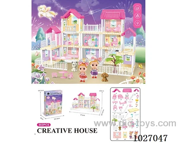 202pcs diy villa &doll with double light include battery