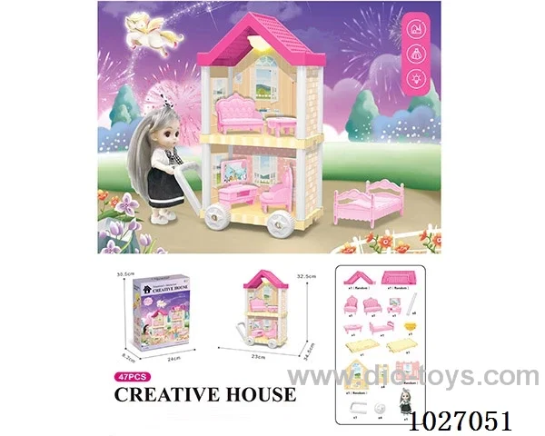 47pcs diy villa &Barbie with light include battery