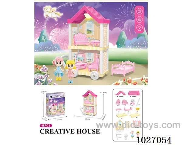48pcs diy villa &doll with light include battery
