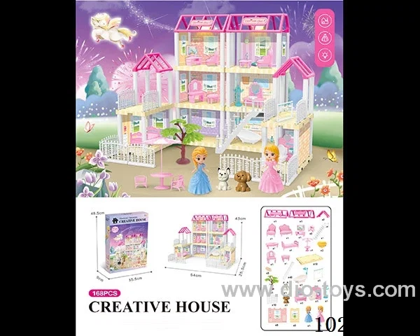 168pcs diy villa &doll with double light include battery