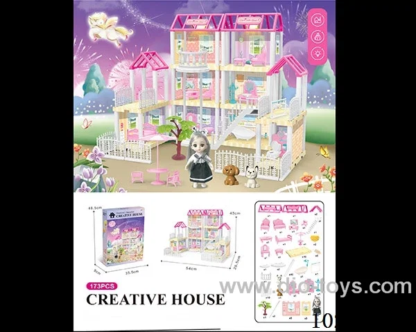 173pcs diy villa &Barbie with double light include battery